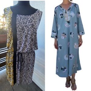 2 Dresses 1 Blue 1 yellow/Black Patterned